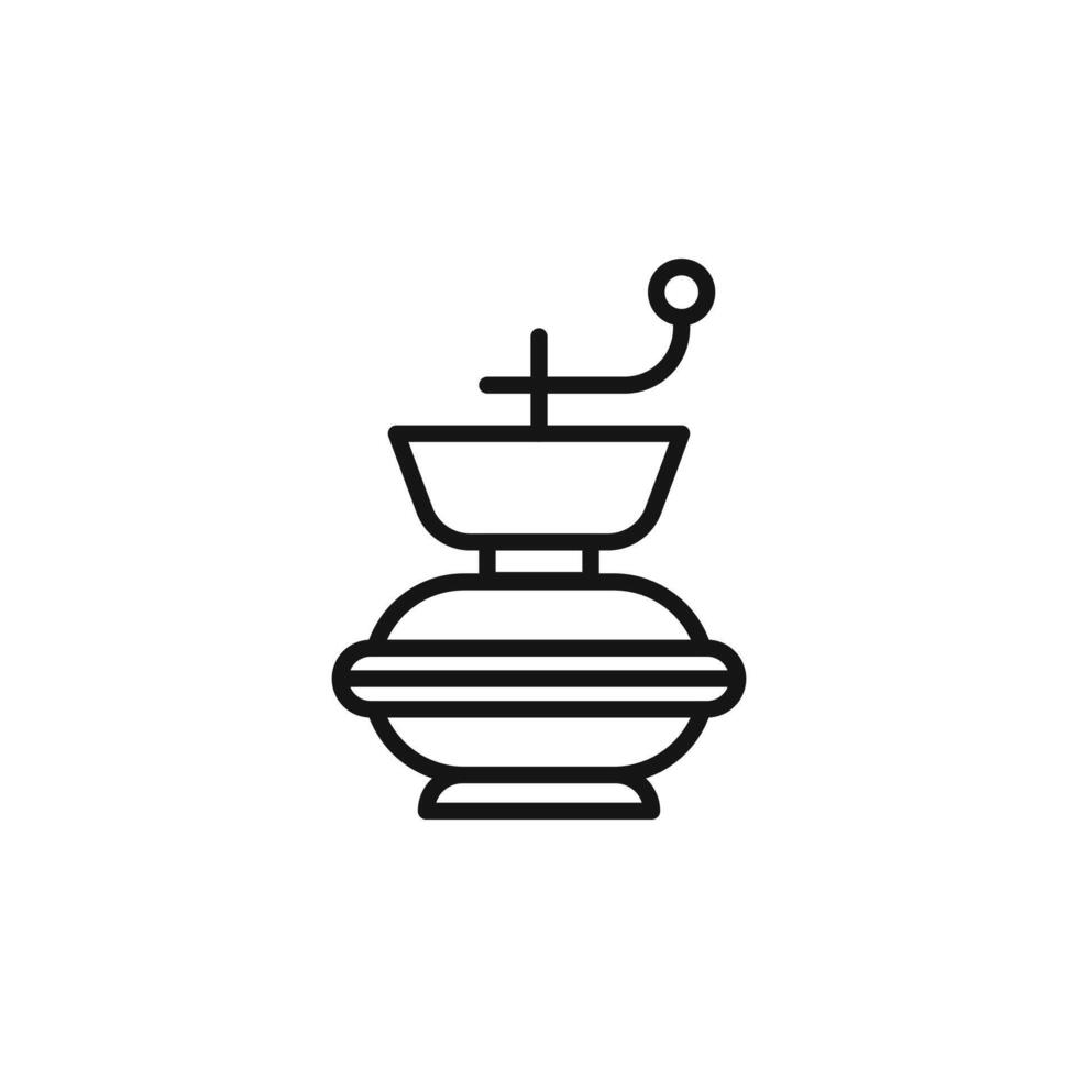 Manual coffee grinder icon outline collection in black vector