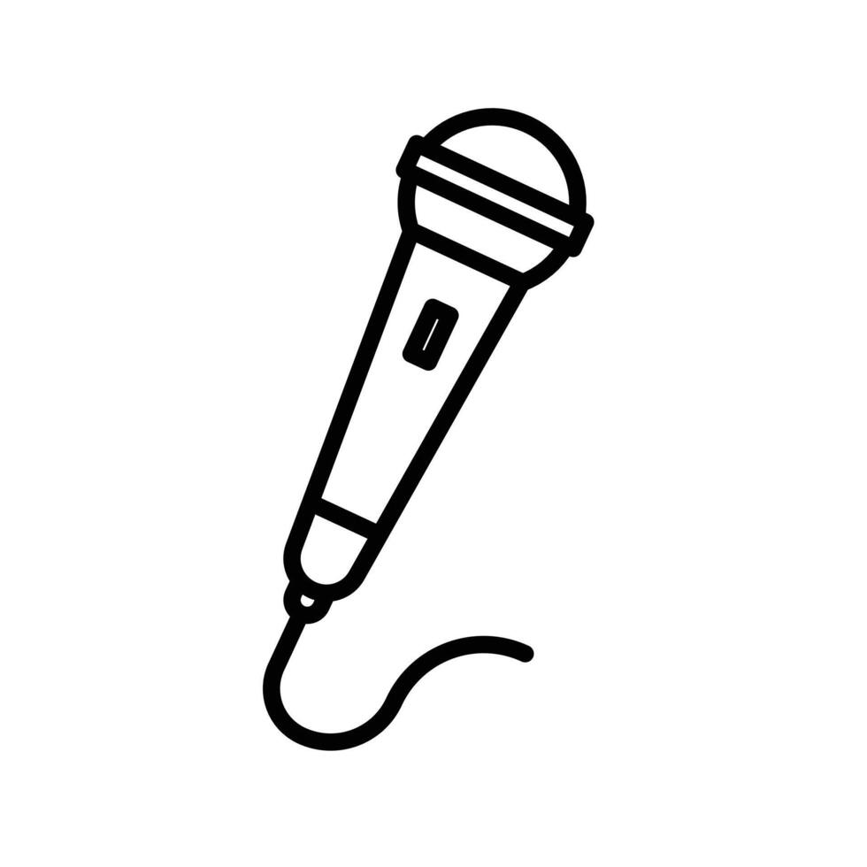 Microphone icon linear logo mark in black and white vector