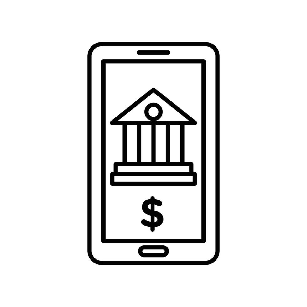 Mobile Bank icon linear logo mark in black and white vector