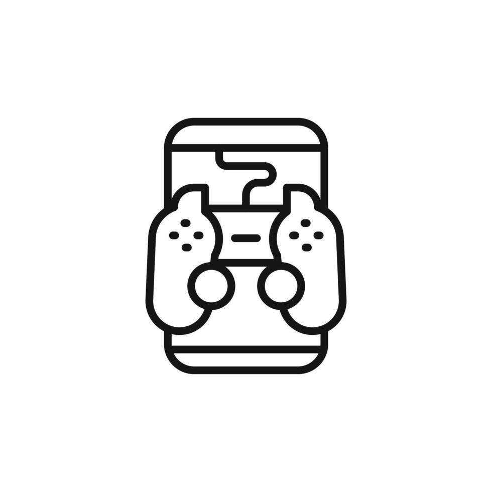 Mobile phone game icon outline collection in black vector