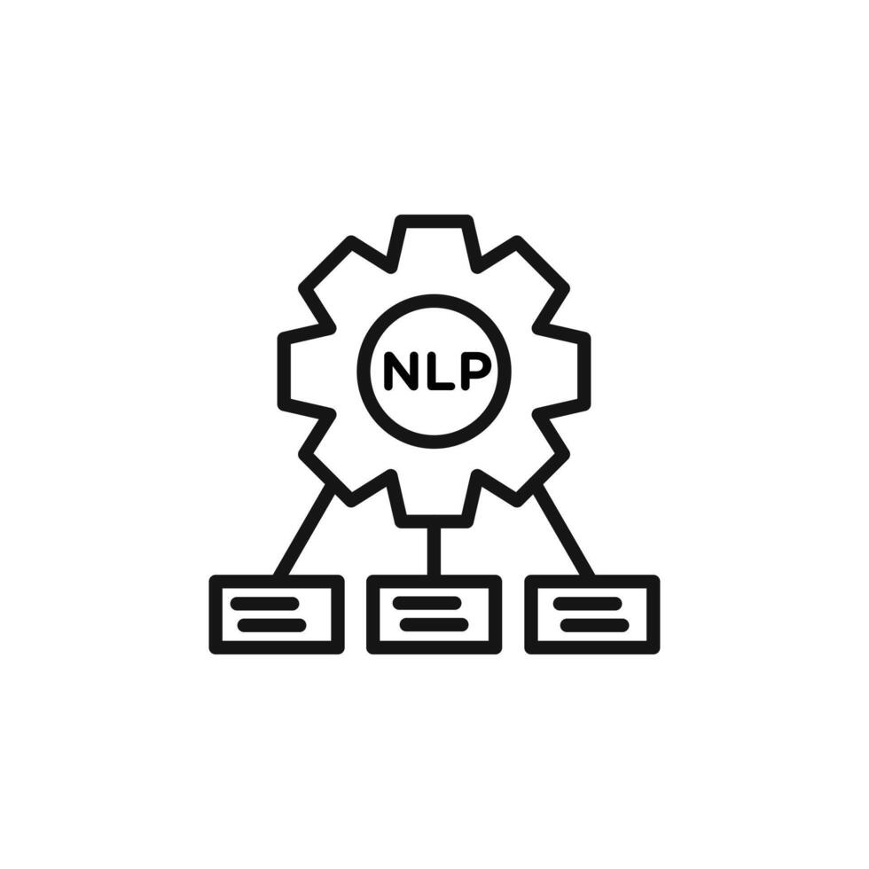 NLP icon outline collection in black vector