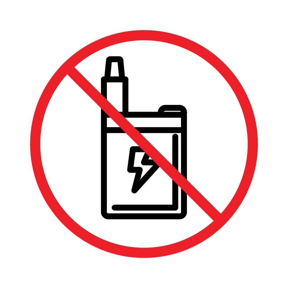 No Electronic Vaping icon linear logo mark in black and white vector