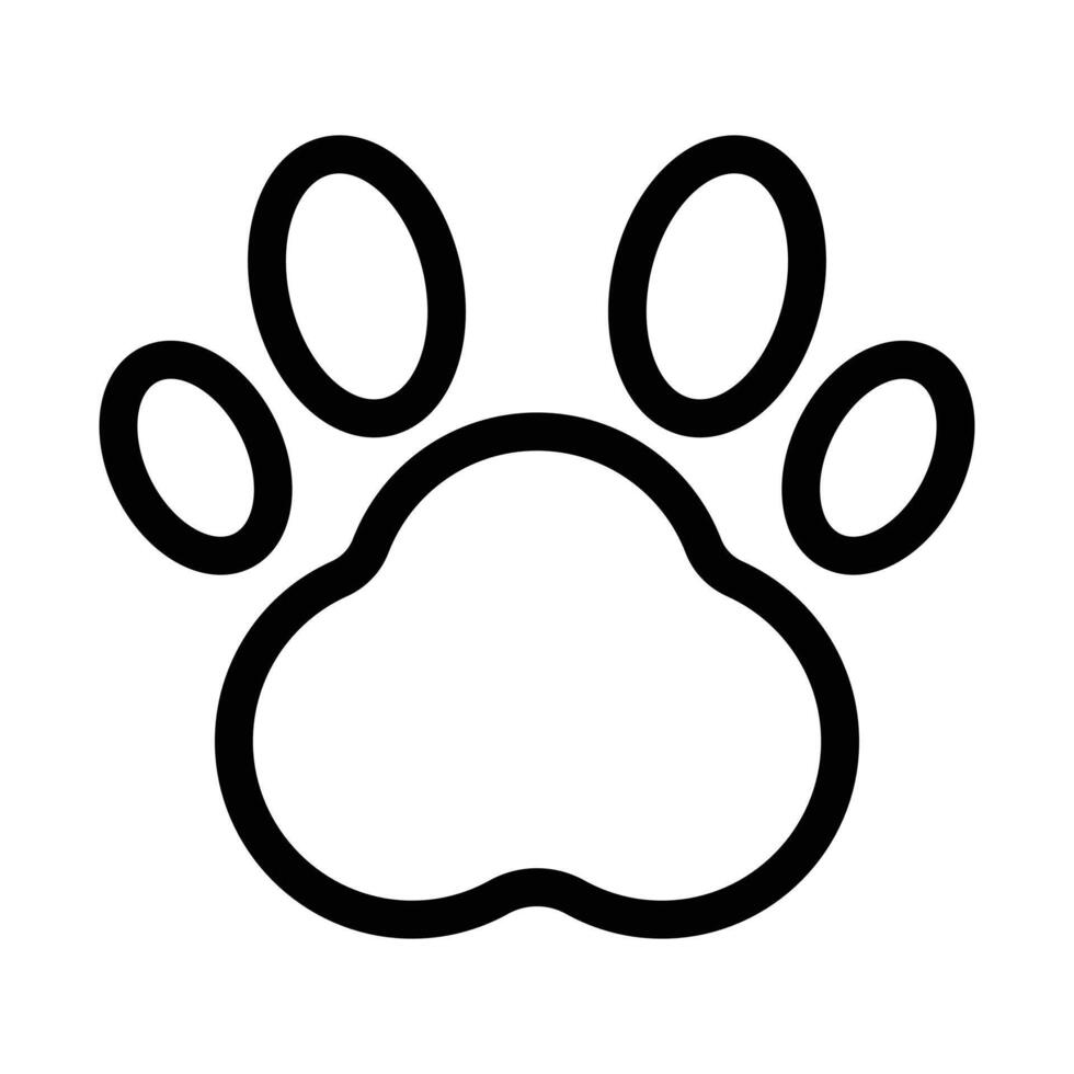 Paw Print icon linear logo mark in black and white vector