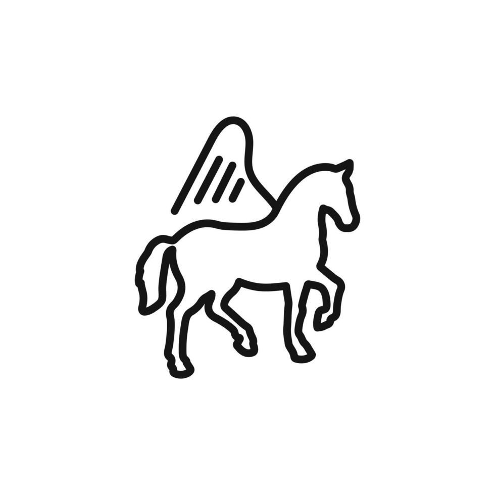 Pegasus icon outline collection in black vector