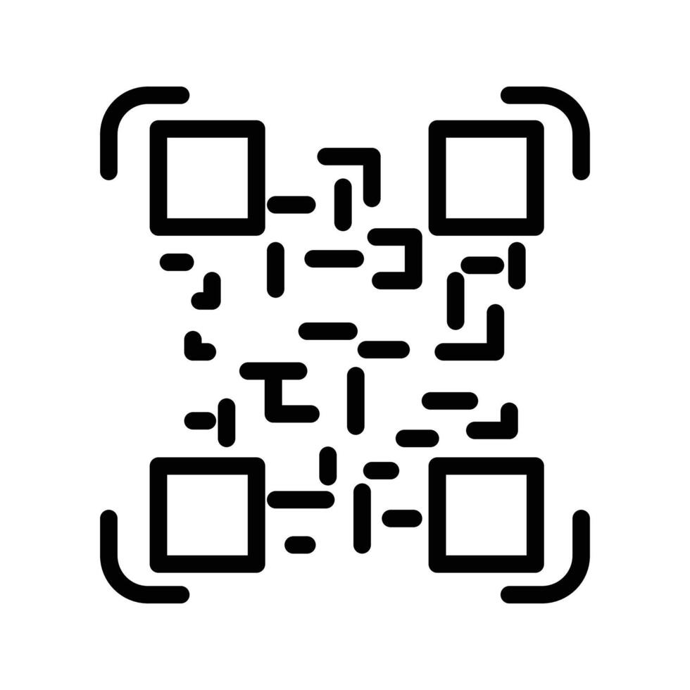 QR code scanning icon linear logo mark in black and white vector