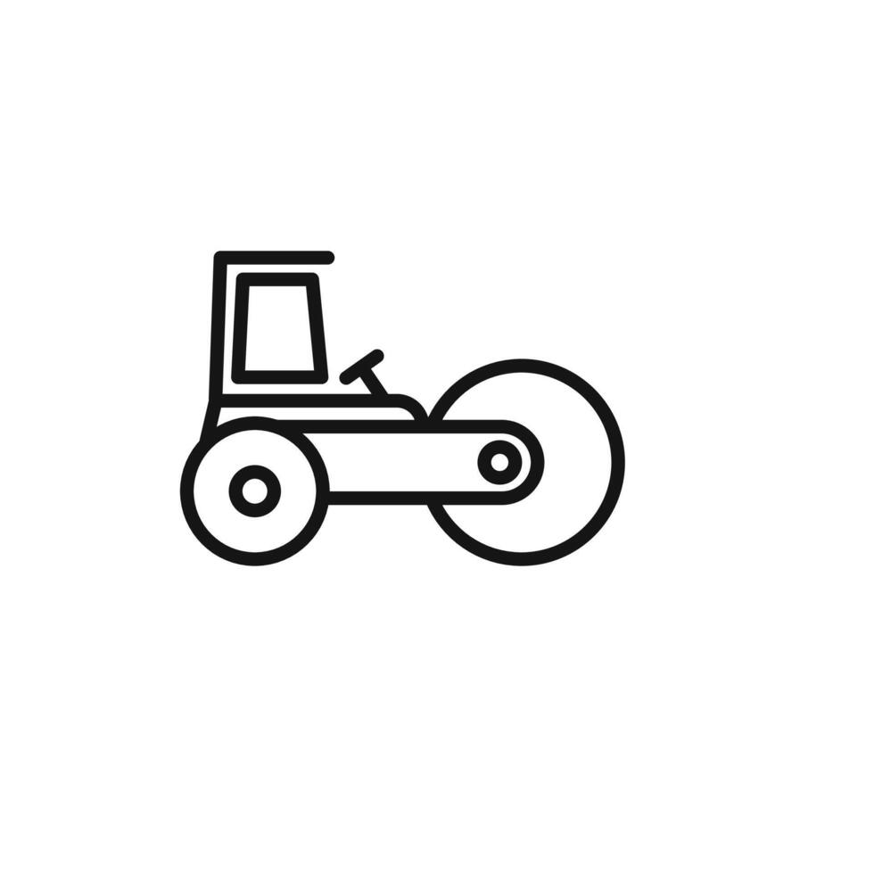 Road roller icon outline collection in black vector