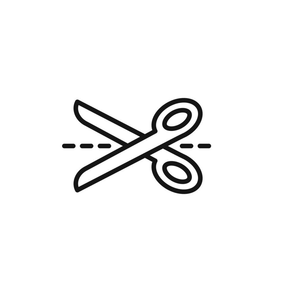 Scissors with cut lines icon outline collection in black vector