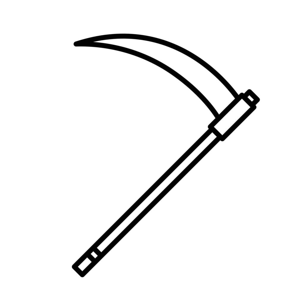 Scythe icon linear logo mark in black and white vector