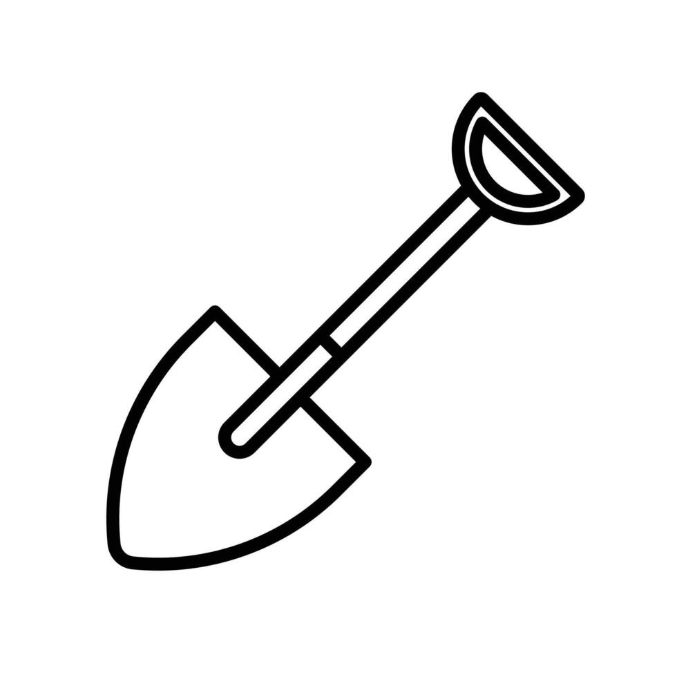 Short spade icon linear logo mark in black and white vector