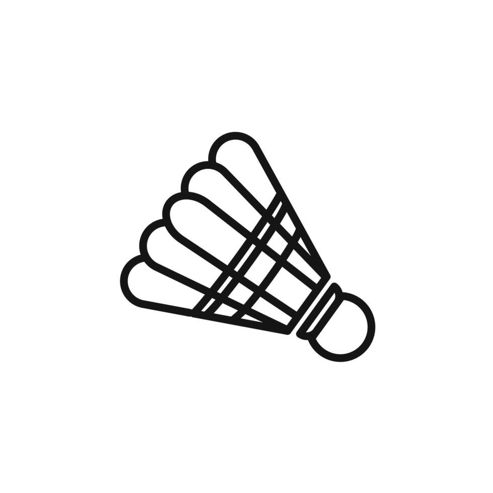 Shuttlecock icon linear logo mark in black and white vector