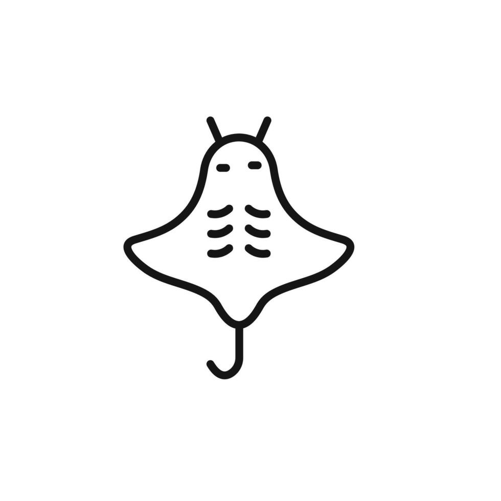 Stingray icon outline collection in black vector
