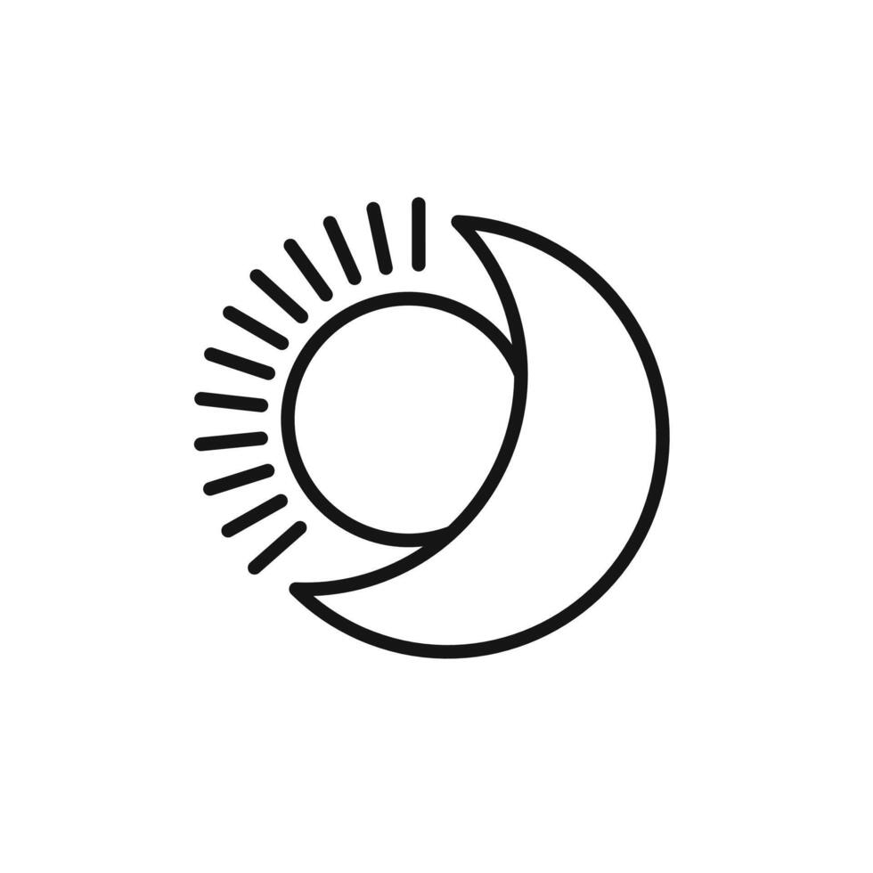 Sun and moon icon outline collection in black vector
