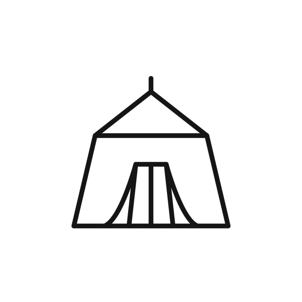 Tent icon outline collection in black vector