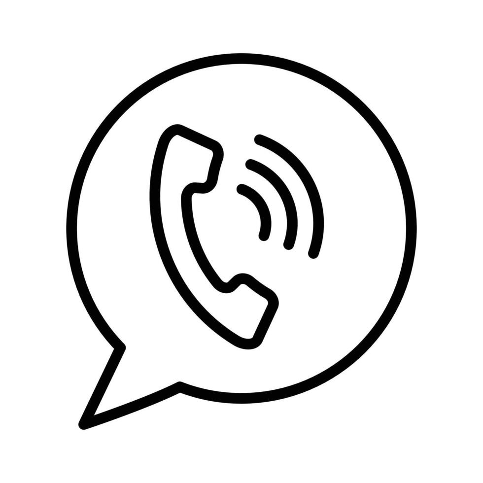 Telephone phone call icon linear logo mark in black and white vector