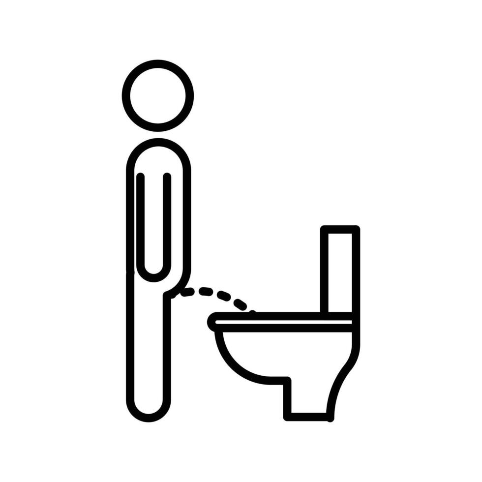 Toilet urinate icon linear logo mark in black and white vector