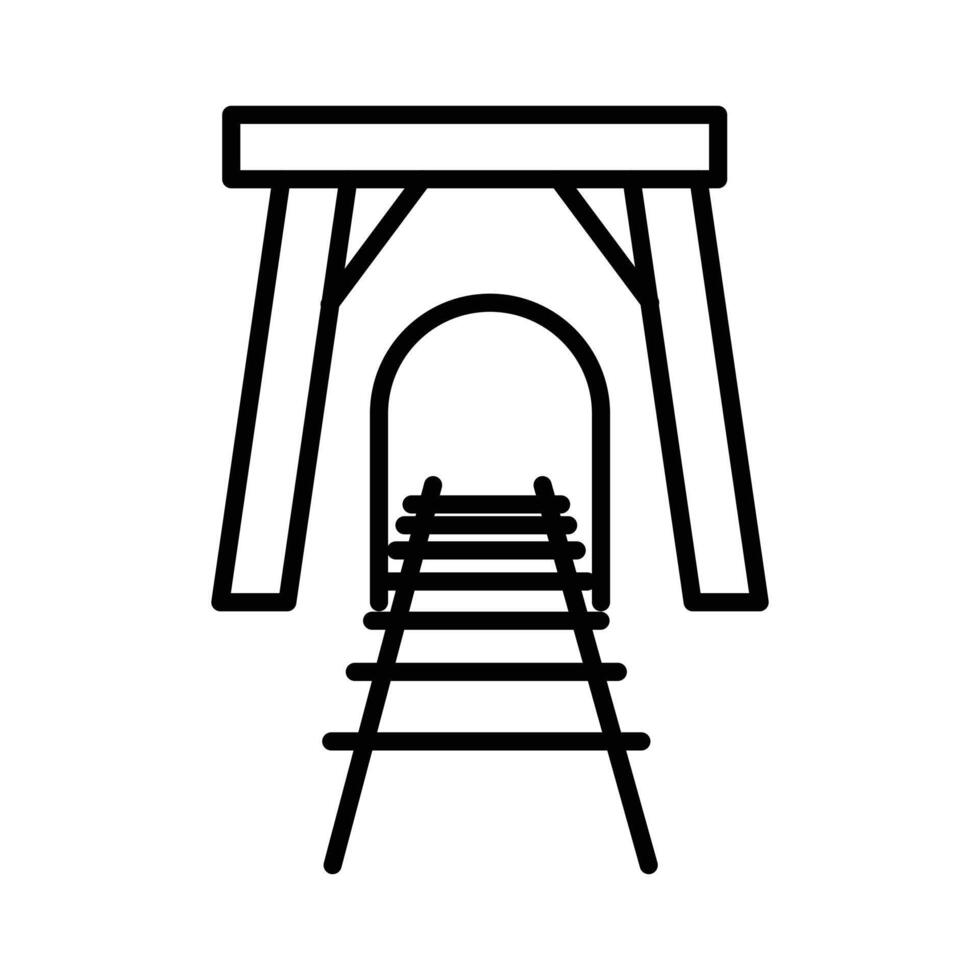 Tunnel mining industry icon linear logo mark in black and white vector