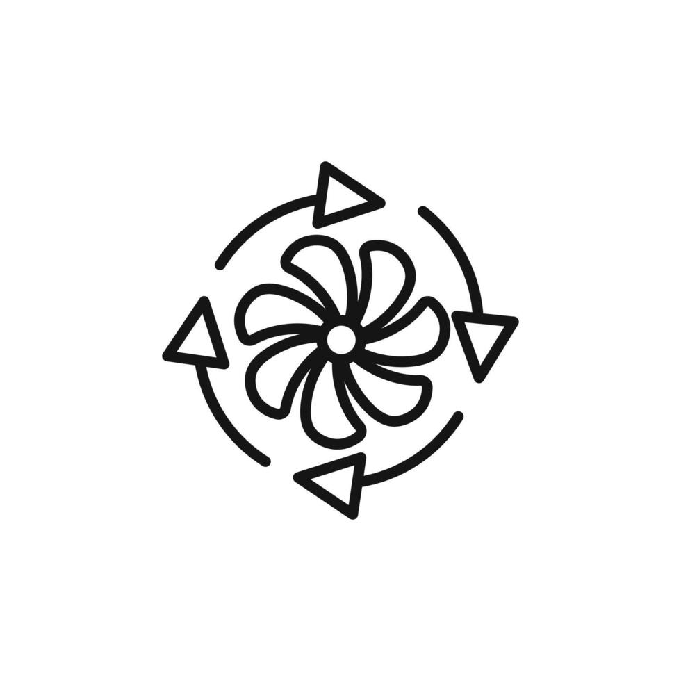 Ventilation icon outline collection in black vector