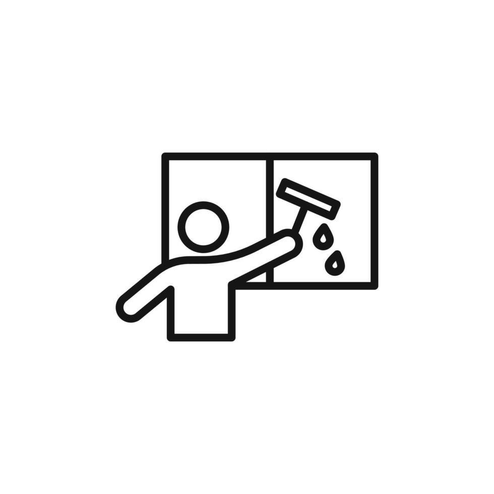 Windows cleaning icon outline collection in black vector