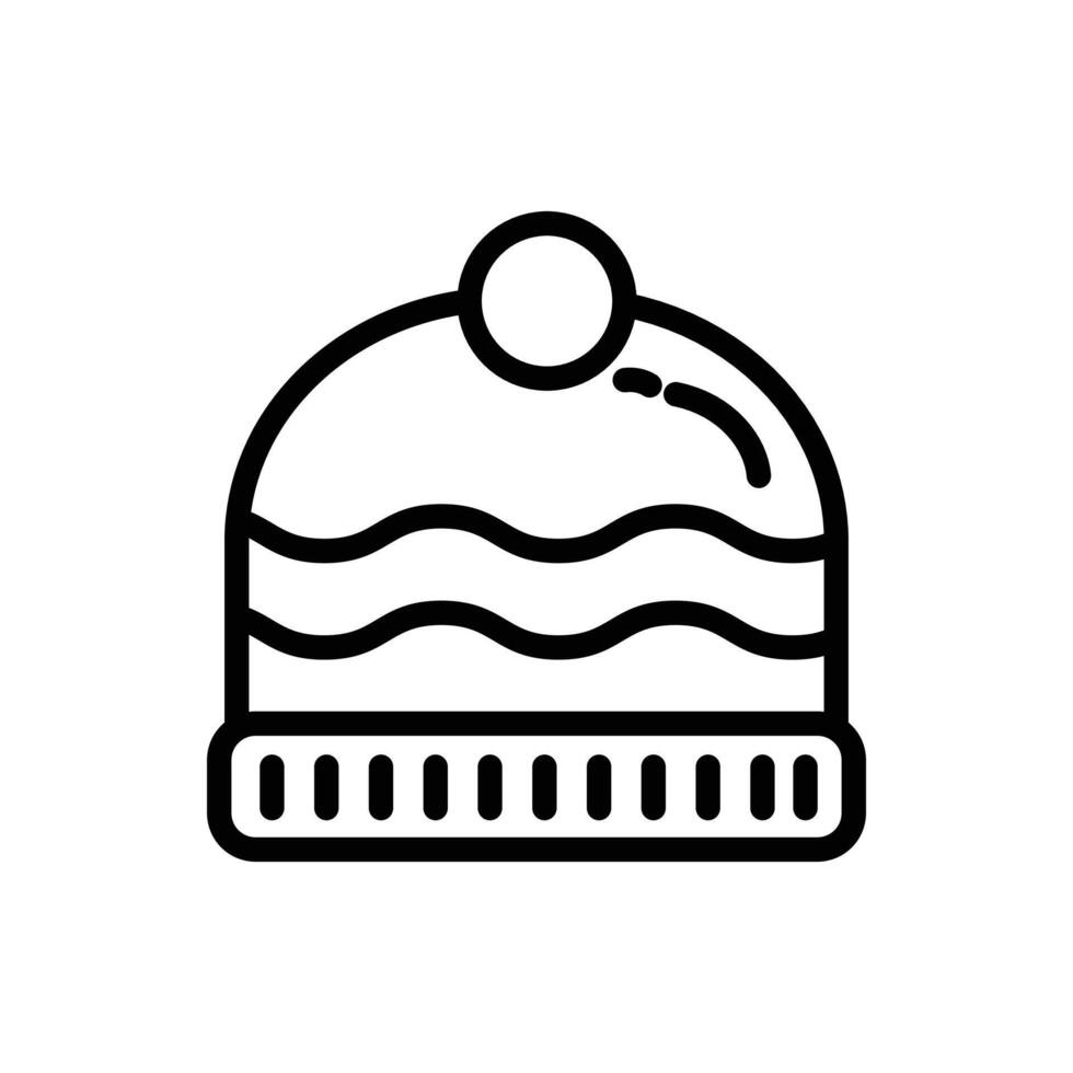 Winter cap icon linear logo mark in black and white vector