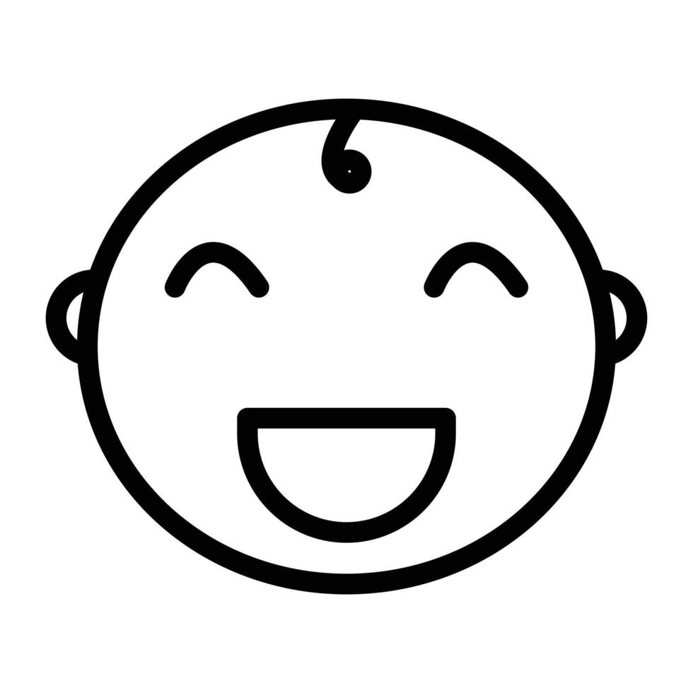 baby face icon linear logo mark in black and white vector