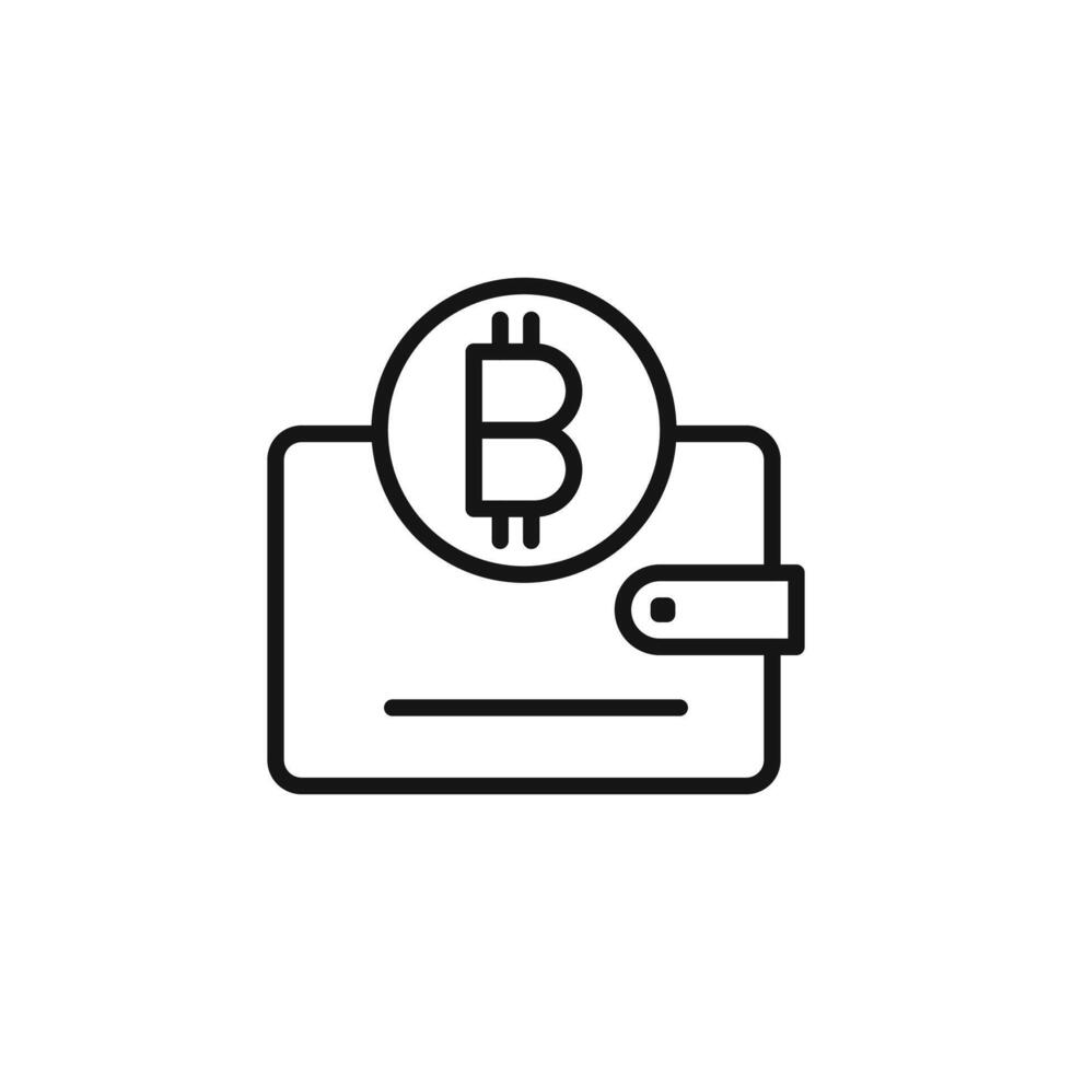 bitcoin wallet icon outline collection in black vector