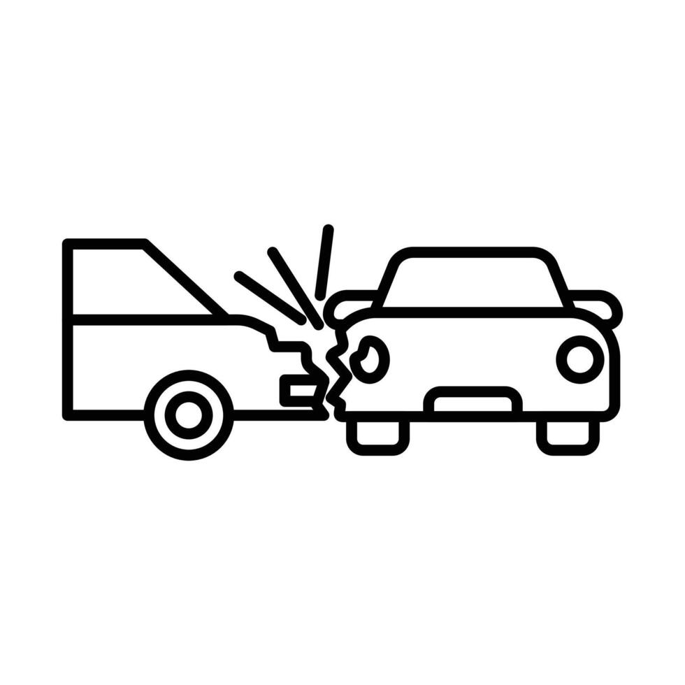 car side crash icon linear logo mark in black and white vector