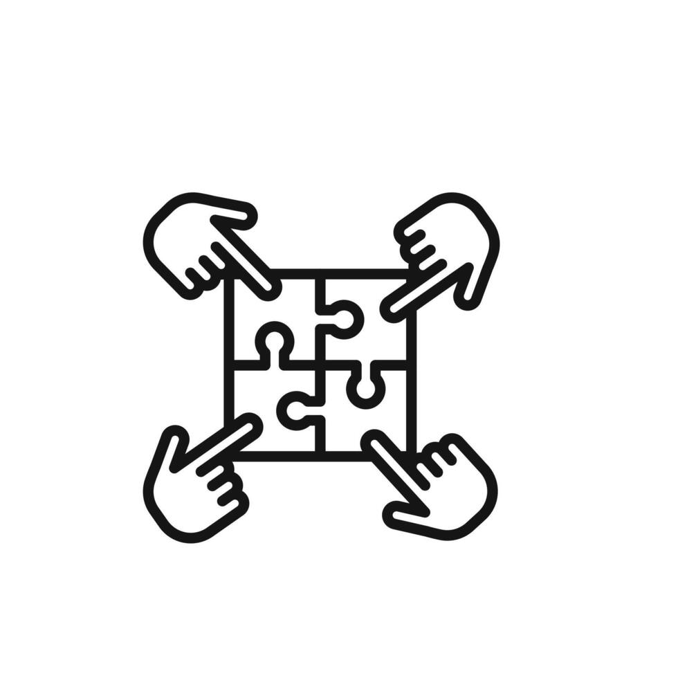 collaboration icon outline collection in black vector