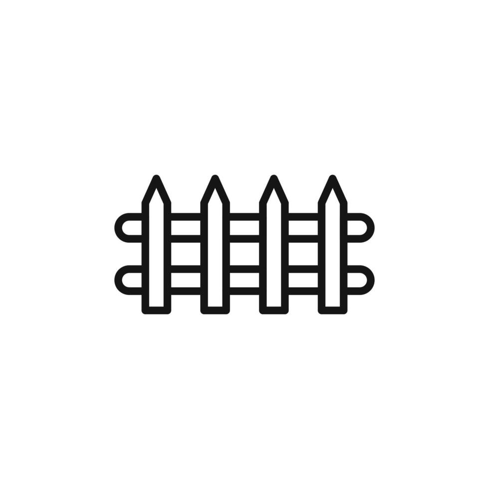 fence icon outline collection in black vector