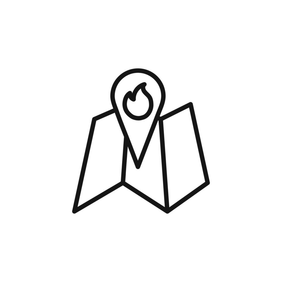 fire location icon outline collection in black vector