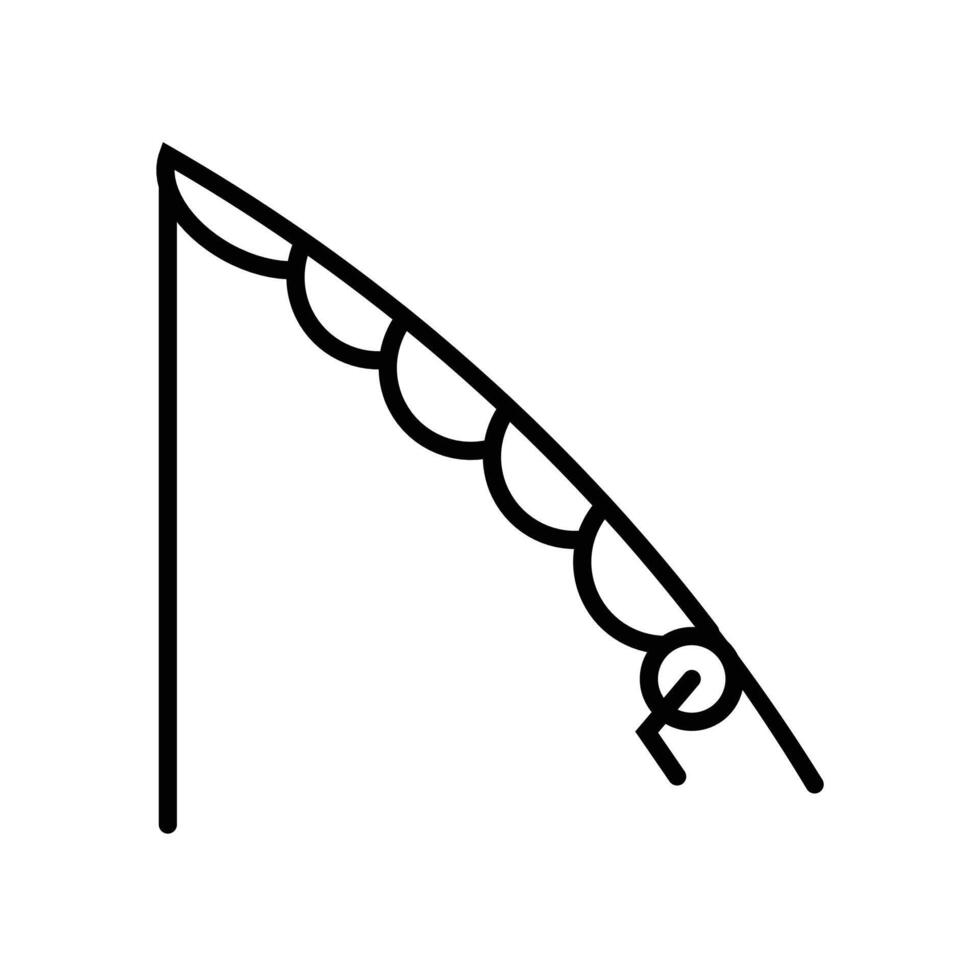 fishing rod icon linear logo mark in black and white vector