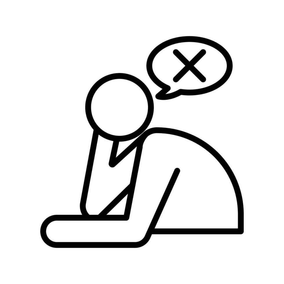 helpless human icon linear logo mark in black and white vector
