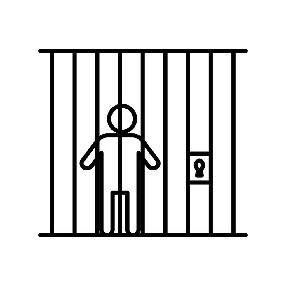 jail criminal prisioner icon linear logo mark in black and white vector