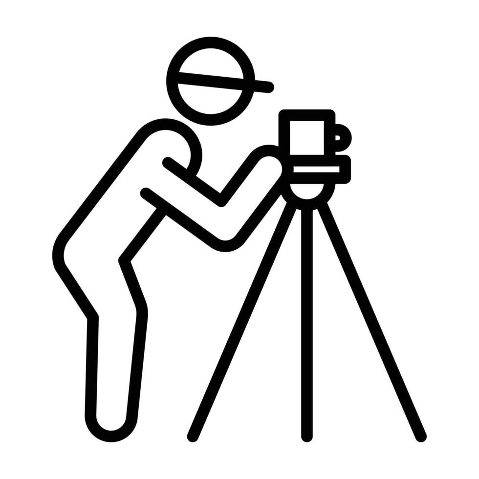 land surveyor icon linear logo mark in black and white vector