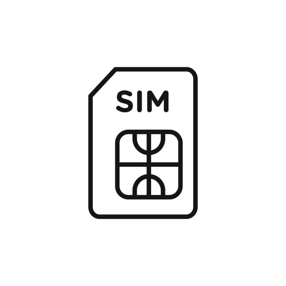 sim card icon outline collection in black vector