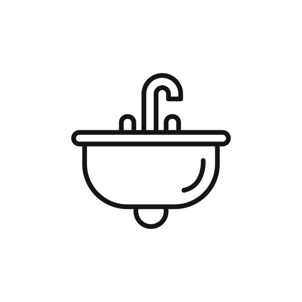 washbasin icon outline collection in black vector