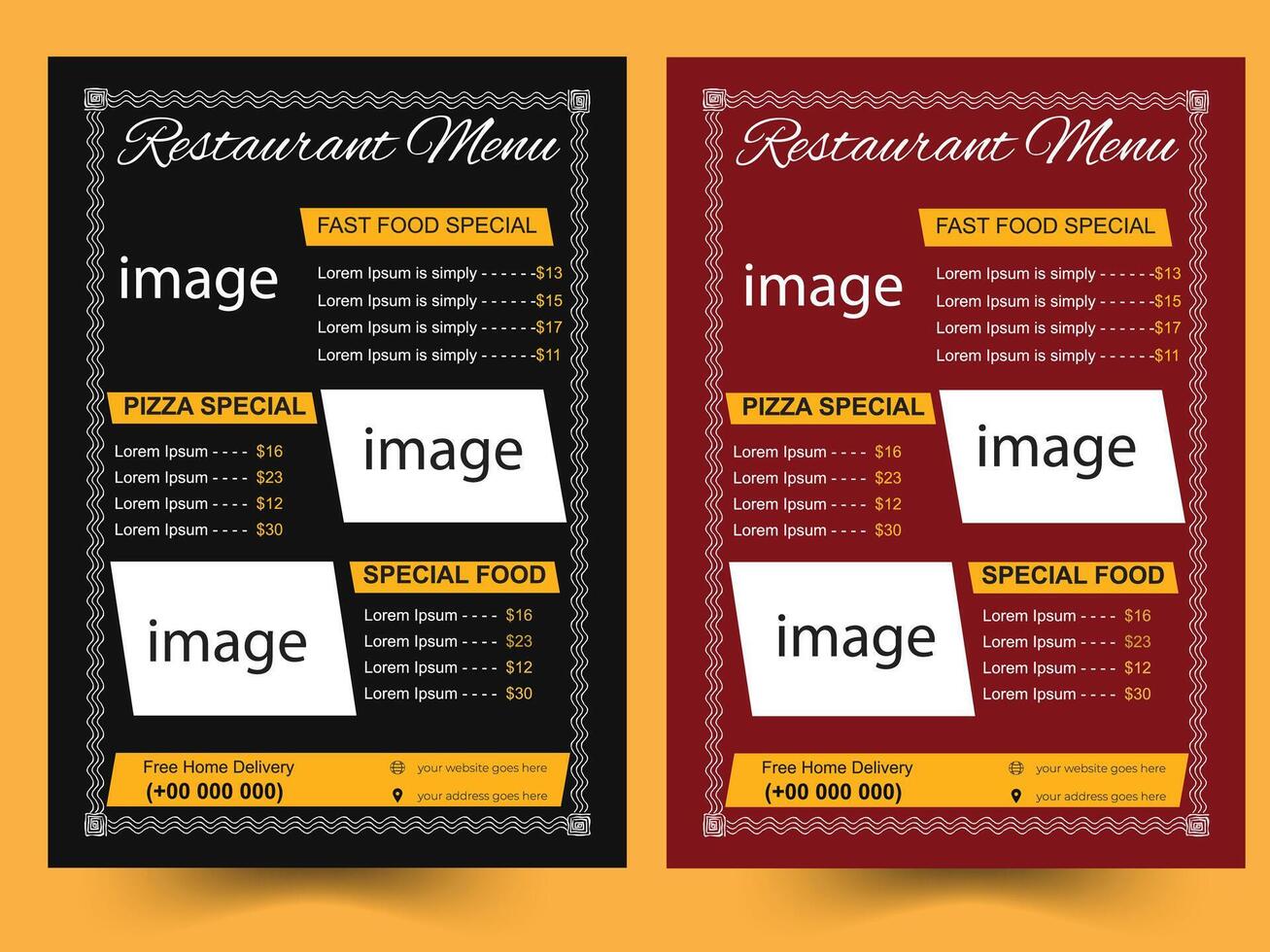 Delicious food restaurant menu template design vector