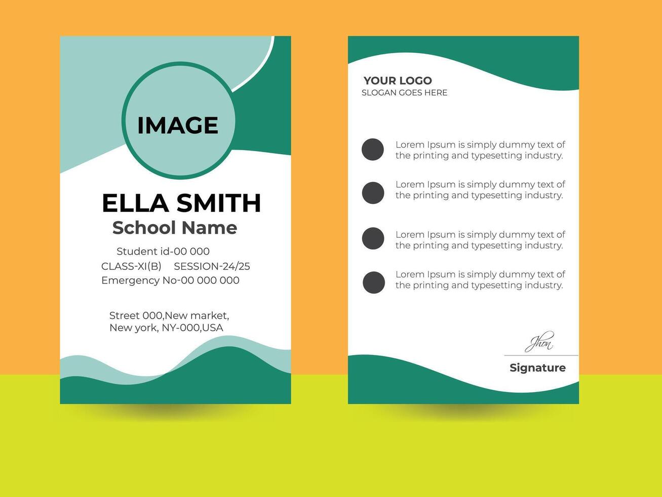 Modern and clean office id card template vector