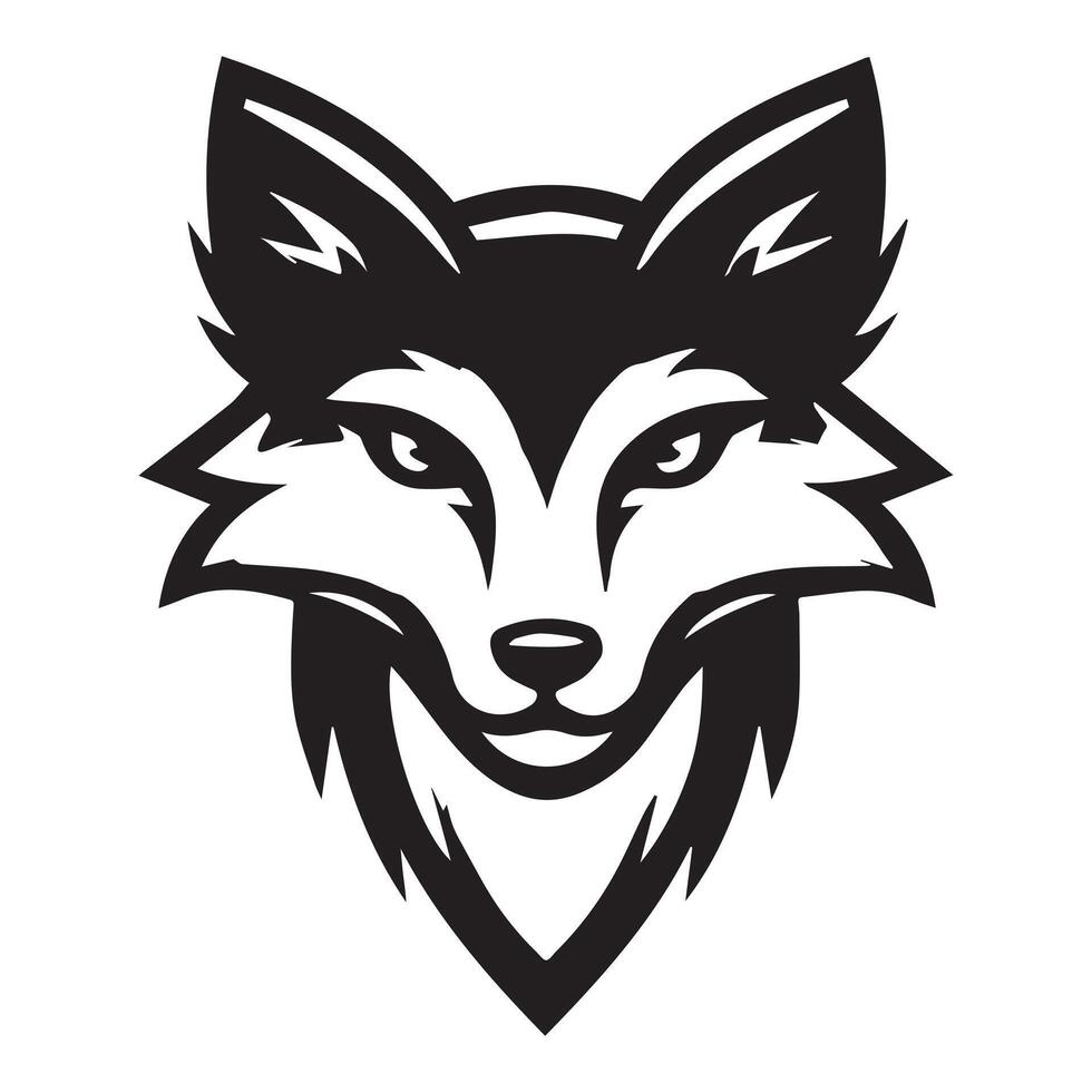 Fox Face Logo - Fox Outline - Fox Animal Clipart illustration in black and white vector