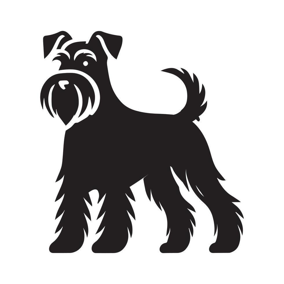 Miniature Schnauzer dog silhouette Design, Dog Clipart illustration in black and white vector