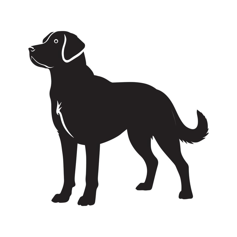 Labrador Retriever dog silhouette Design, Dog Clipart illustration in black and white vector