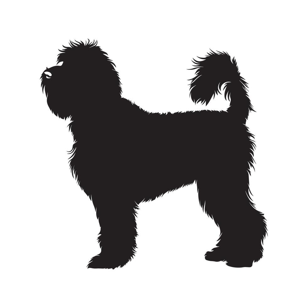 Old English Sheepdog dog silhouette Design, Dog Clipart illustration in black and white vector