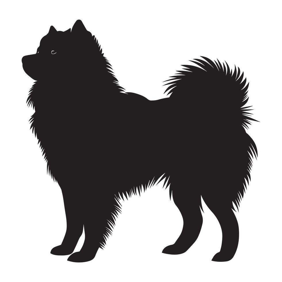 Samoyed dog silhouette Design, Dog Clipart illustration in black and white vector