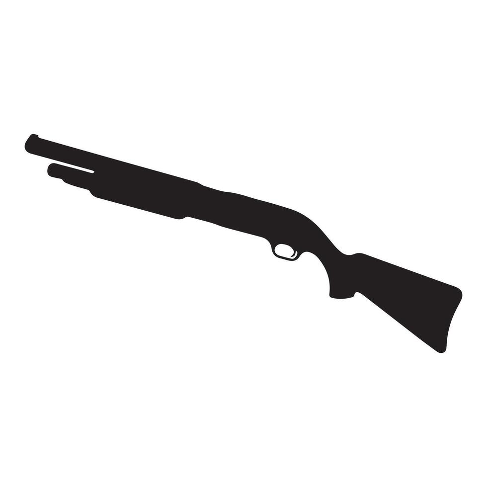 Military Clipart Design - Shotgun silhouette illustration in black and white vector