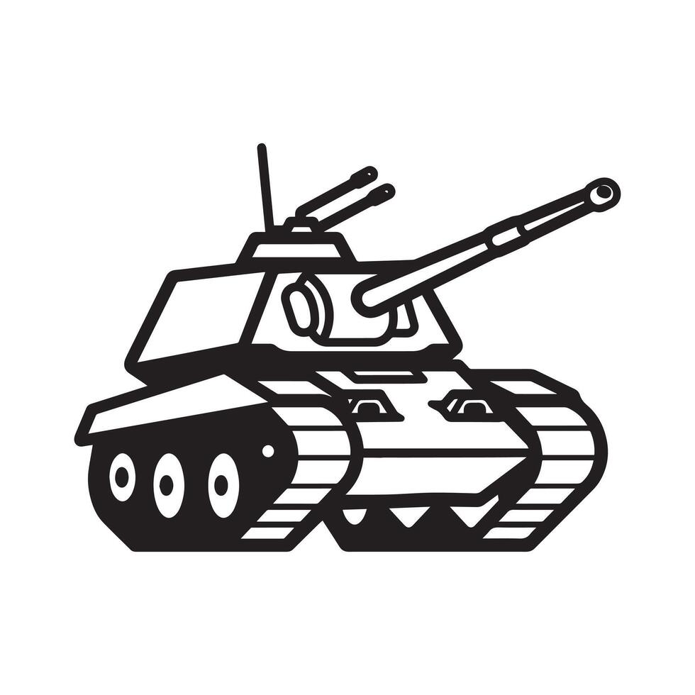 Military Clipart Design - Military Army Tank illustration in black and white vector
