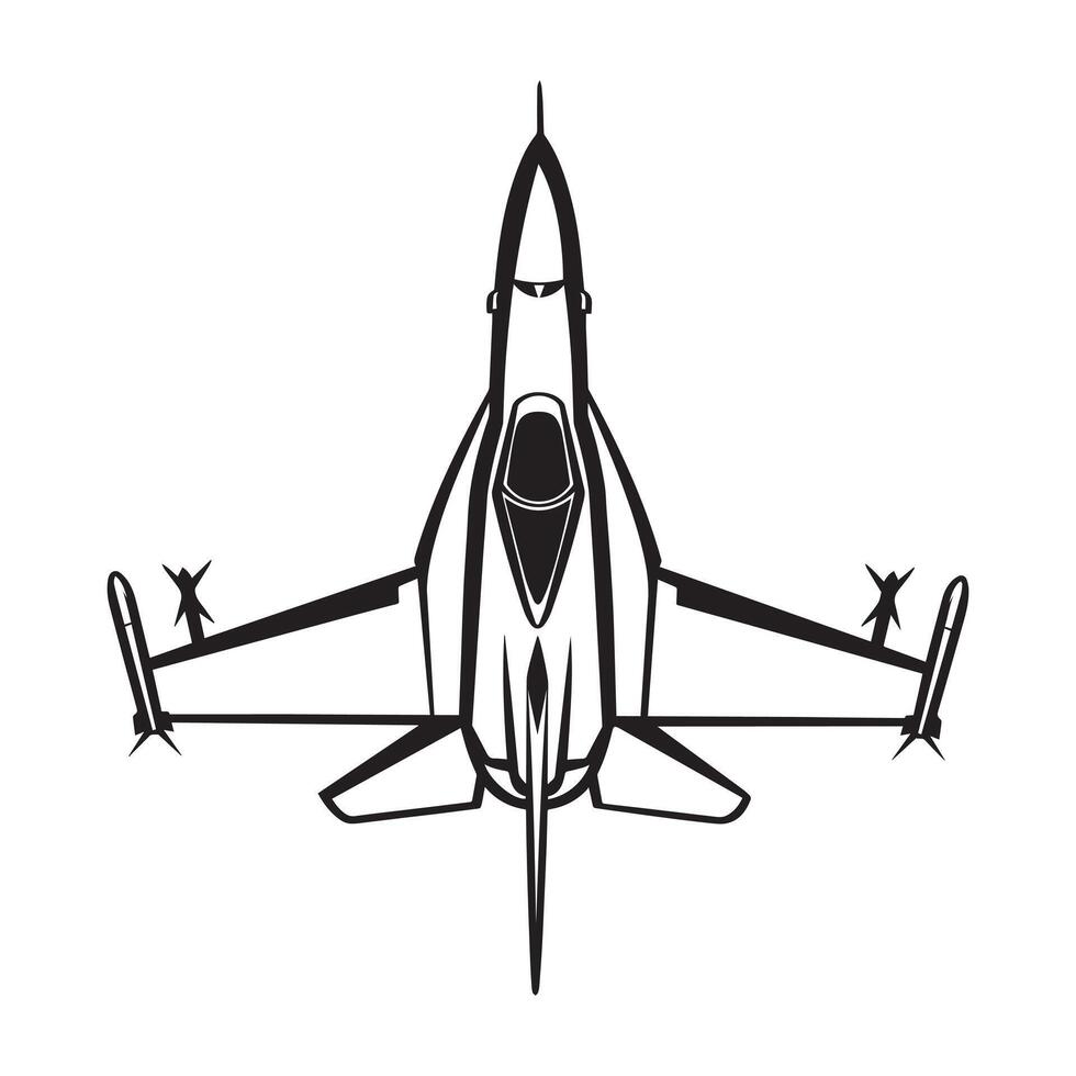 Military Clipart Design - army aircraft illustration in black and white vector