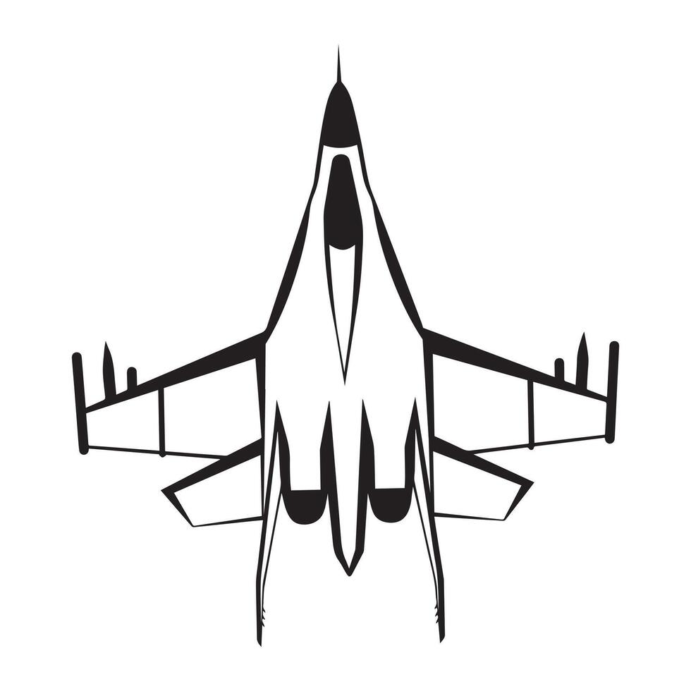 Military Clipart Design - Jet Fighter illustration in black and white vector