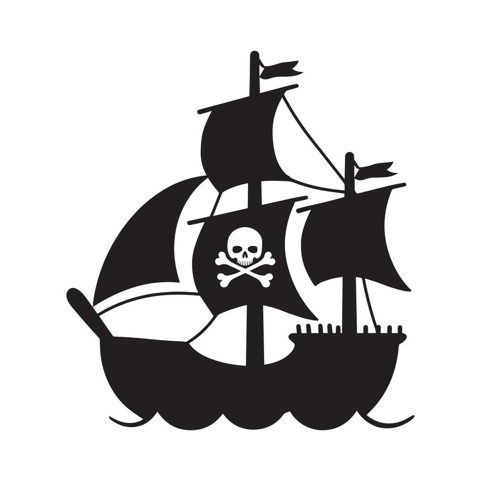 Pirate Clipart, Pirate ship logo, Pirate ship silhouette design, Pirate ship illustration vector