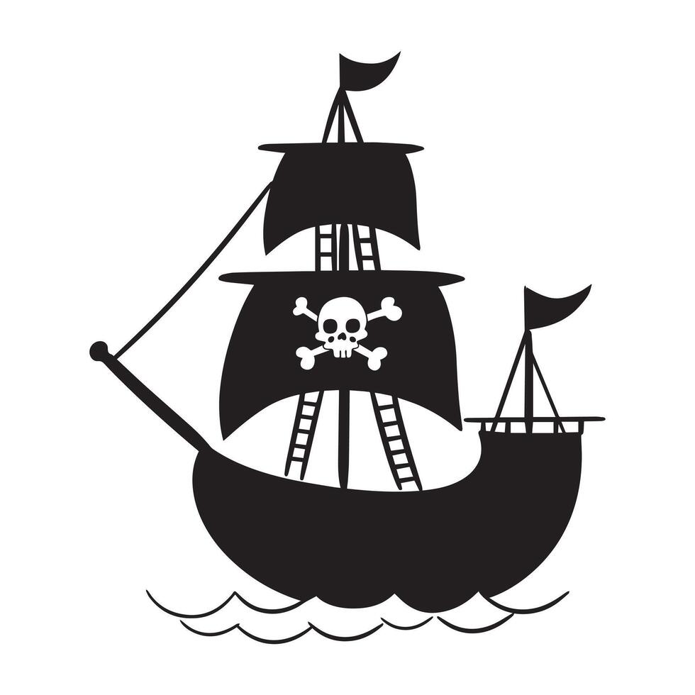 Pirate Clipart, Pirate ship logo, Pirate ship silhouette design, Pirate ship illustration vector