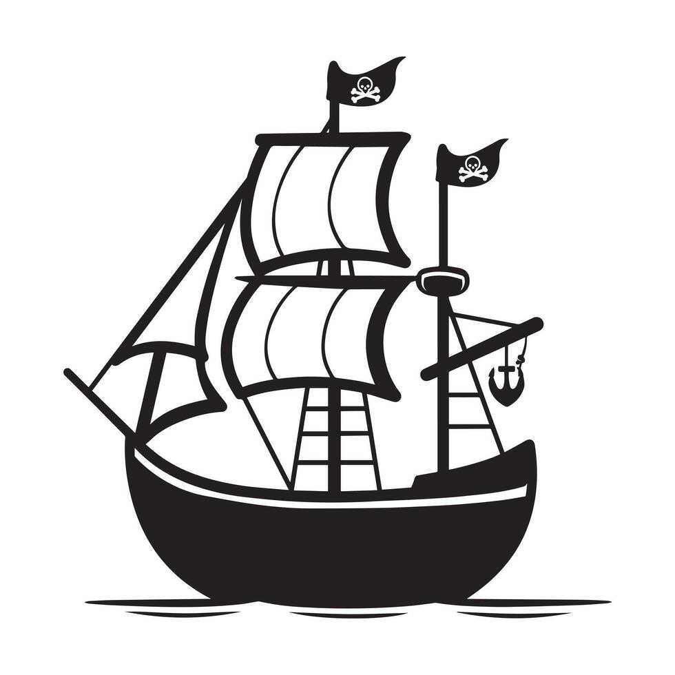 Pirate Clipart, pirate ship logo, pirate ship silhouette design, pirate ship illustration vector