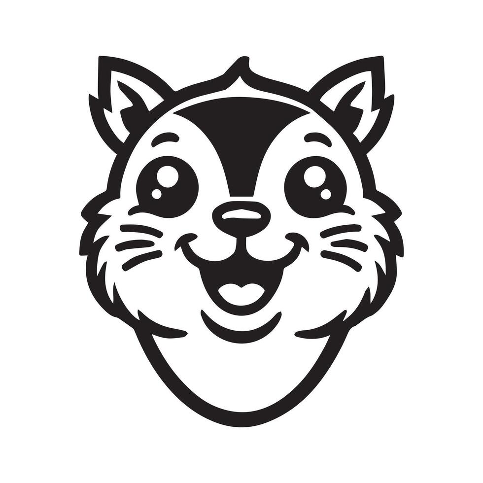 Rodent face logo - Sciuridae Face Logo Design - Squirrel Clipart illustration in black and white vector